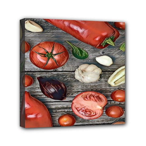 Bell Peppers & Tomatoes Mini Canvas 6  X 6  (stretched) by ConteMonfrey