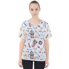 Coffee Coffeemania Caffeine V-neck Dolman Drape Top by Wegoenart