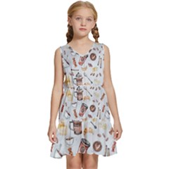 Coffee Coffeemania Caffeine Kids  Sleeveless Tiered Mini Dress by Wegoenart