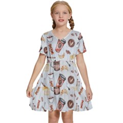 Coffee Coffeemania Caffeine Kids  Short Sleeve Tiered Mini Dress by Wegoenart
