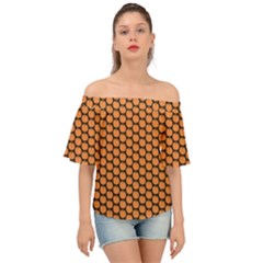 Cute Pumpkin Black Small Off Shoulder Short Sleeve Top by ConteMonfrey