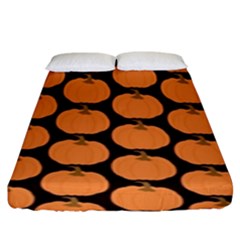 Black And Orange Pumpkin Fitted Sheet (king Size) by ConteMonfrey