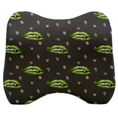 Green Vampire Mouth - Halloween Modern Decor Velour Head Support Cushion by ConteMonfrey