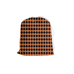 Halloween Black Orange Plaids Drawstring Pouch (medium) by ConteMonfrey