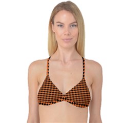 Halloween Black Orange Plaids Reversible Tri Bikini Top by ConteMonfrey