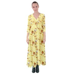 Ice Cream Cone Dessert Button Up Maxi Dress by Wegoenart