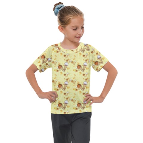 Ice Cream Cone Dessert Kids  Mesh Piece Tee by Wegoenart