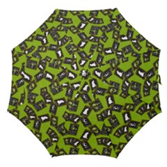 Cats And Skulls - Modern Halloween  Straight Umbrellas by ConteMonfrey
