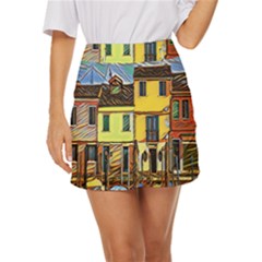 Colorful Venice Homes Mini Front Wrap Skirt by ConteMonfrey