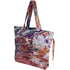 Summer Arabesque Drawstring Tote Bag by kaleidomarblingart