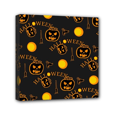 Halloween Background Pattern Mini Canvas 6  X 6  (stretched) by Ravend