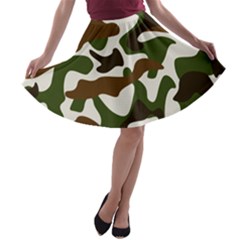 Camouflage Print Pattern A-line Skater Skirt by Ravend