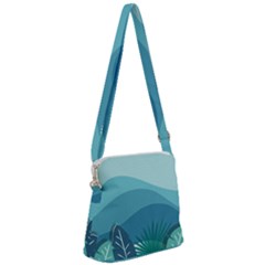 Palm Leaves Waves Mountains Hills Zipper Messenger Bag by Ravend