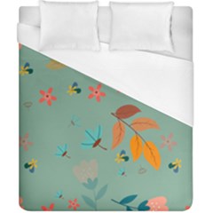 Background Flower Plant Leaves Duvet Cover (california King Size) by Ravend