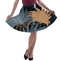 Leaves Background Digital Paper A-line Skater Skirt by Ravend