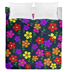 Background Flower Floral Bloom Duvet Cover Double Side (queen Size) by Ravend
