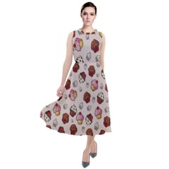 Cake Cupcake Sweet Dessert Food Round Neck Boho Dress by Ravend