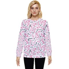 Candy Pink Black-cute Sweat Hidden Pocket Sweatshirt by Ravend