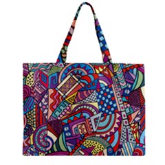 Abstract Art Color Geometry Pattern Zipper Mini Tote Bag by danenraven