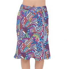 Abstract Art Color Geometry Pattern Short Mermaid Skirt by danenraven