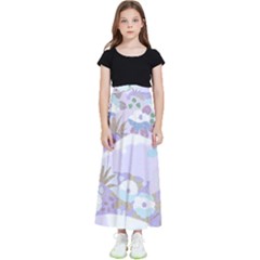 Purple Japanese Pattern Texture Violet Textile Kids  Flared Maxi Skirt by danenraven