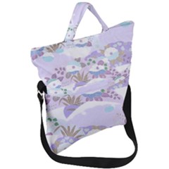 Purple Japanese Pattern Texture Violet Textile Fold Over Handle Tote Bag by danenraven