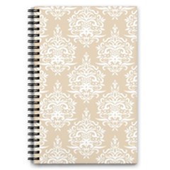 Clean Brown And White Ornament Damask Vintage 5 5  X 8 5  Notebook by ConteMonfrey