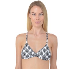 Black And White Ornament Damask Vintage Reversible Tri Bikini Top by ConteMonfrey