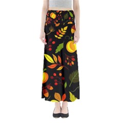 Pumpkin Fall Autumn Pattern Full Length Maxi Skirt by Wegoenart