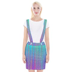 Blue Magenta Speckles Line Braces Suspender Skirt by Wegoenart