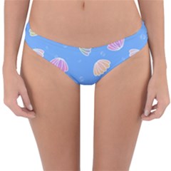 Seashell Clam Pattern Art Design Reversible Hipster Bikini Bottoms by Ravend