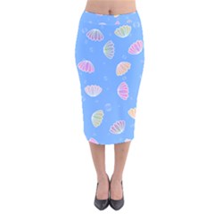 Seashell Clam Pattern Art Design Velvet Midi Pencil Skirt by Ravend