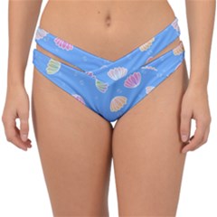 Seashell Clam Pattern Art Design Double Strap Halter Bikini Bottom by Ravend