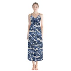Butterflies Motif Collage Pattern Button Up Chiffon Maxi Dress by dflcprintsclothing