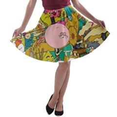Cartoon Wallpapers A-line Skater Skirt by Jancukart