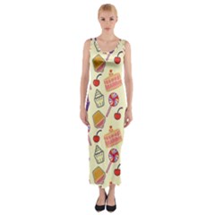 Cupcake Pattern Lollipop Fitted Maxi Dress by Wegoenart