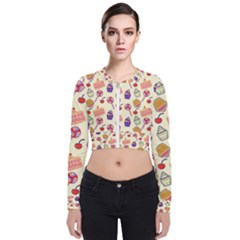 Cupcake Pattern Lollipop Long Sleeve Zip Up Bomber Jacket by Wegoenart