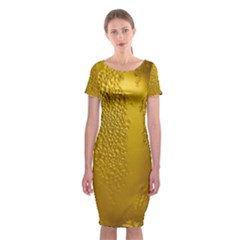 Beer Drink Glass Yellow Cup Bar Classic Short Sleeve Midi Dress by Wegoenart