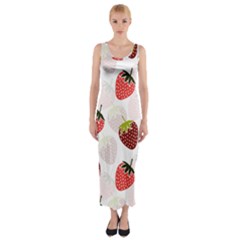 Strawberry Pattern Background Fitted Maxi Dress by Wegoenart