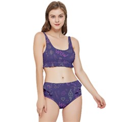 Background Doodle Pattern Beautiful Frilly Bikini Set by Wegoenart