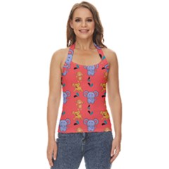 Elephant Cartoon Animal Monkey Basic Halter Top by Wegoenart
