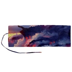 Cherry Blossom Tree On Cliff Digital Wallpaper Cherry Blossom On Cliff Mountain Nature Roll Up Canvas Pencil Holder (m) by danenraven