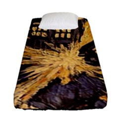 Brown And Black Abstract Painting Doctor Who Tardis Vincent Van Gogh Fitted Sheet (single Size) by danenraven
