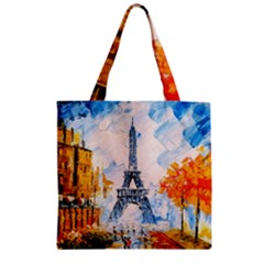 Eiffel Tower Landmark Architecture  Artistic Zipper Grocery Tote Bag by danenraven