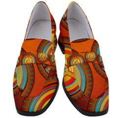 Shield Background Texture Pattern Women s Chunky Heel Loafers by Wegoenart