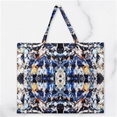 Cobalt Symmetry Zipper Large Tote Bag by kaleidomarblingart