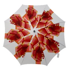 Red Ribbon Bow On White Background Hook Handle Umbrellas (small) by artworkshop