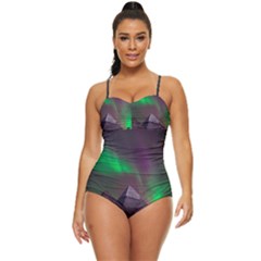 Fantasy Pyramid Mystic Space Retro Full Coverage Swimsuit by Wegoenart