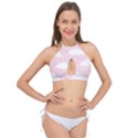 Clouds Pink Pattern   Cross Front Halter Bikini Top View1