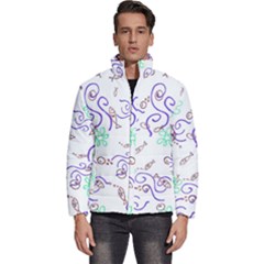 Background Pattern Wallpaper Fish Men s Puffer Bubble Jacket Coat by Ravend